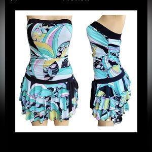 Vintage Byer Too! Strapless Mini Dress Ruffle Size M